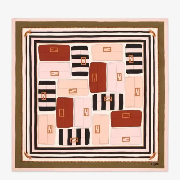 47. Fendi Baguette Print Silk Scarf Foulard - Picture 1 of 4
